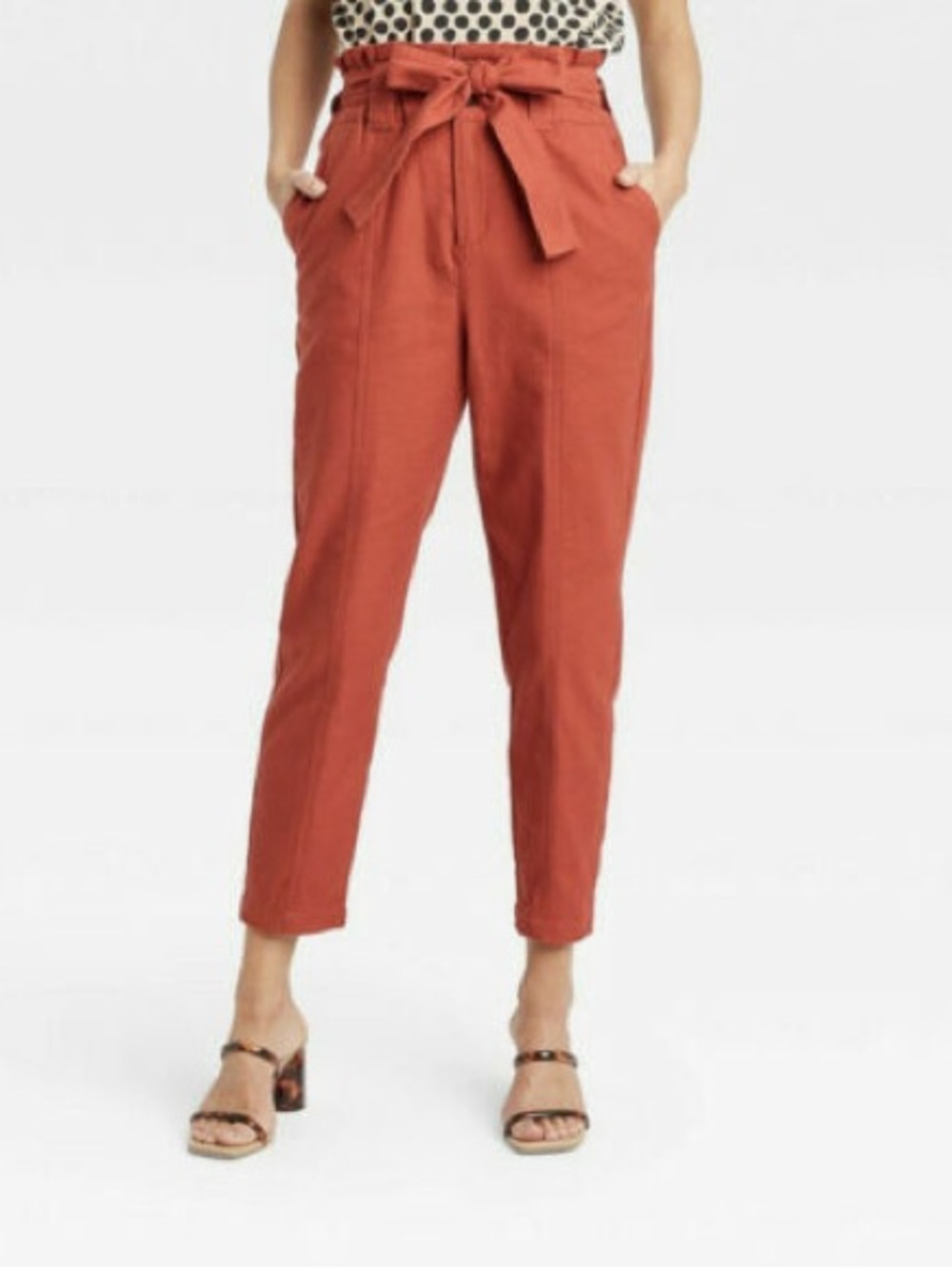 Who What Wear Cotton Paperbag Boho Pants Tandoori Spice Size 6